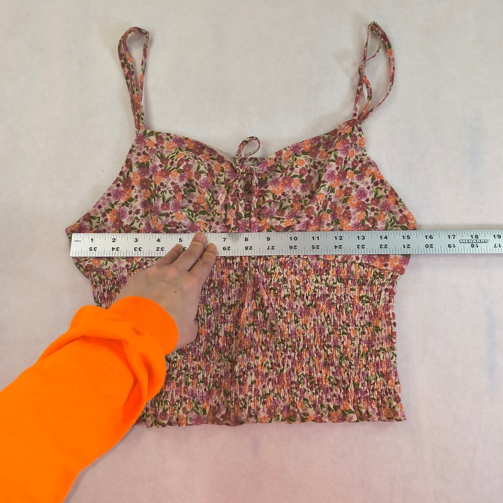Dress Forum Los Angeles‎ Floral Smocked Crop Top — Boho Chic Tie Strap L - Picture 7 of 8